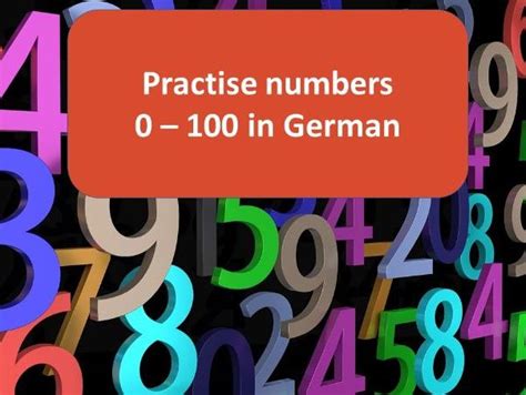 German Number Practice 0 100 Teaching Resources