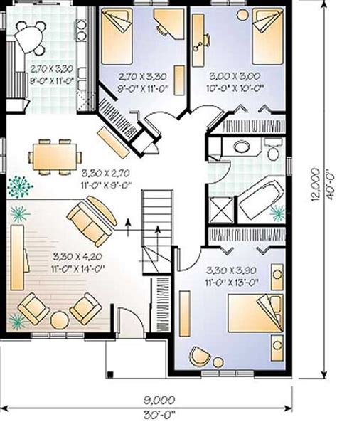 Small European Bungalow Floor Plan 3 Bedroom 1131 Sq Ft Bungalow