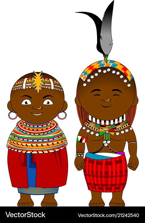 Cheerful African Couple From Kenya Samburu Vector Image
