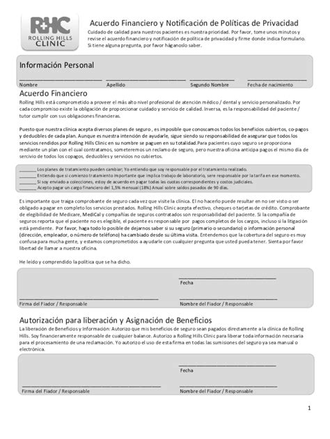 Fillable Online Acuerdo Financiero Y Notificacin De Polticas De Fax Email Print PdfFiller