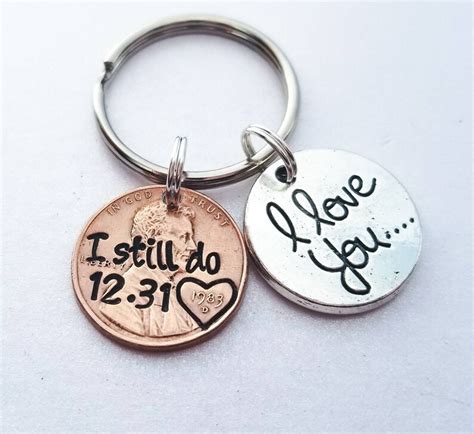 Personalized I Still Do Penny Keychain Anniversary Gift For Etsy