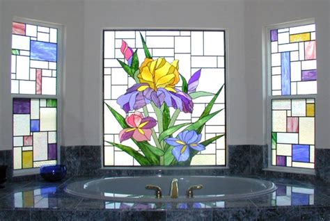 I really liked the idea of faking stained glass. Privacy in a Bathroom Window