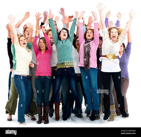 Group Of People Cheering Stock Photo Alamy