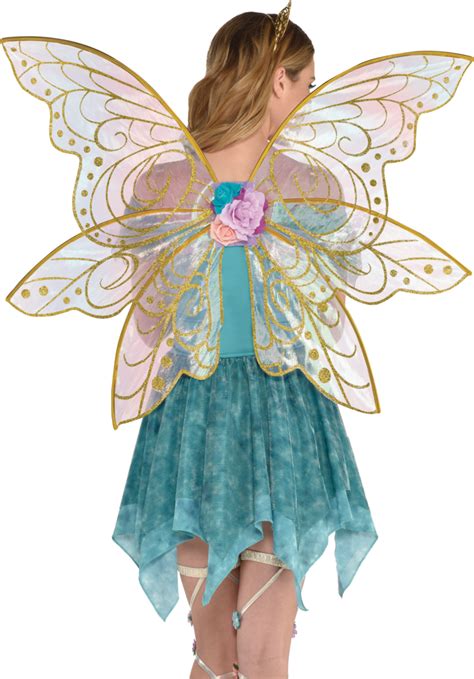 Glitter Halloween Costume Accessories Gold Fairy Wings Teen Adult