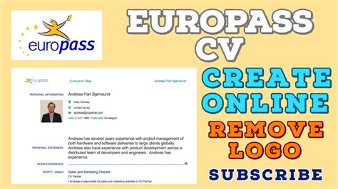 Word Curriculum Vitae Europass Editar Template For U