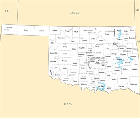 Printable Map Of Oklahoma