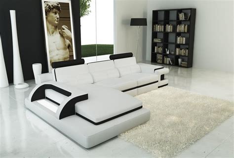 Divani Casa 5075b Black And White Bonded Leather Sectional Sofa Baci