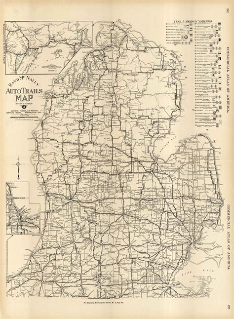 Mcnallys 1922 Auto Trails Map Of The Southern Peninsula Of Michigan