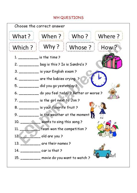 Wh Questions For First Grade Wh Questions Interactive Worksheet