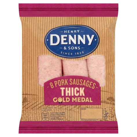 Henry Denny And Sons Gold Medal 8 Thick Pork Sausages 454g Sausages