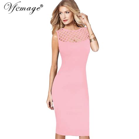 Vfemage Womens Elegant Sexy See Through Mesh Patchwork Slim Casual Wear To Work Office Business