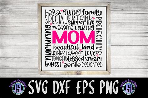 Mom Word Art Mothers Day Svg Download Svg Dxf Eps Png 565435 Cut Files Design Bundles