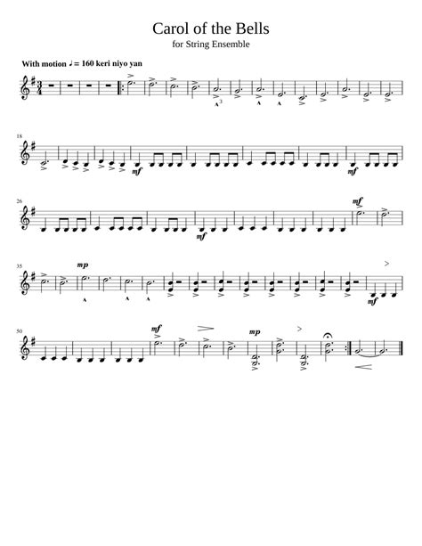 Uploaded on may 31, 2014. Carol of the Bells Violin 2 Sheet music for Piano, Cello ...