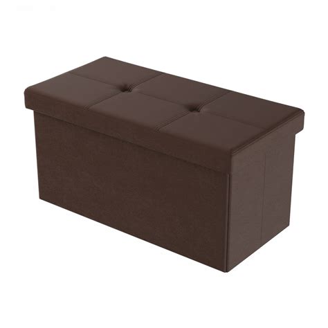 Buy Large Foldable Storage Bench Ottoman Tufted Faux Leather Cube