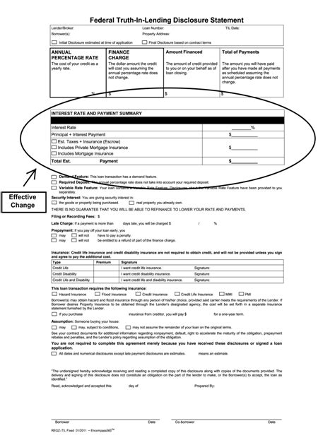 Truth In Lending Statement Example Fill Online Printable Fillable