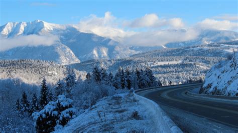 Wallpaper Mountains Nature Landscape Snowy Mountain Clouds Road