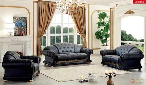 Versace Living Room Set Black Leather Living Room Set
