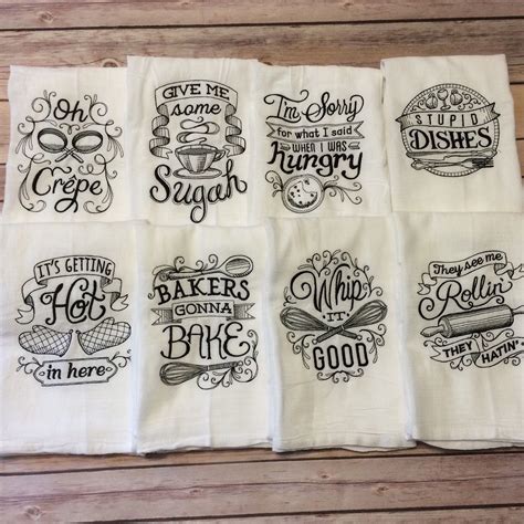 Choose Any Two Embroidered Flour Sack Towels Embroidered Towels
