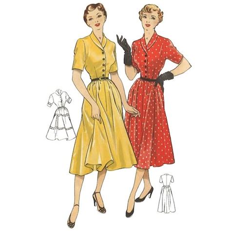 Pdf Vintage 1940s Sewing Pattern Two Pretty Tea Etsy Tea Dress