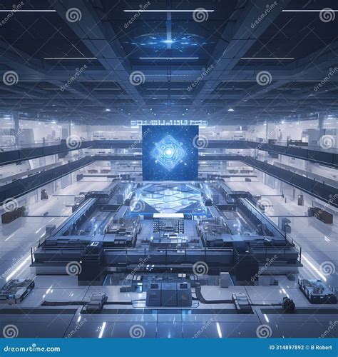 Quantum Computing Center â€“ Futuristic Tech Environment Stock