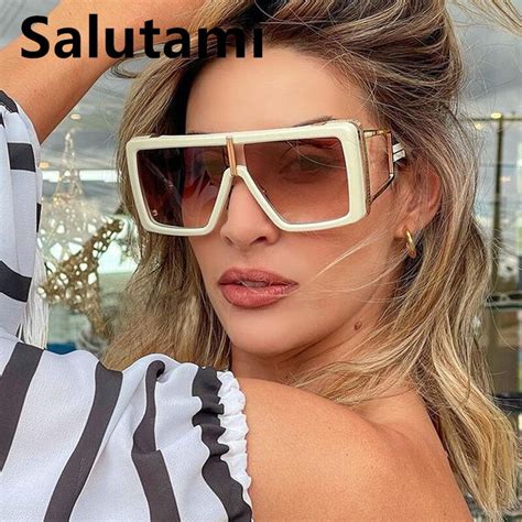 2022 new luxury brand one piece sunglasses for women vintage square oversized gradient sun