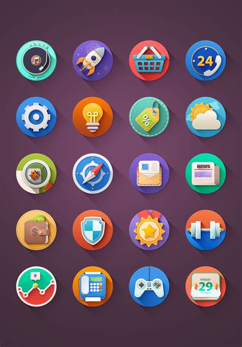 Kinda Flat Icons 9 New Icons By Sam Mountain For Difiz Icone Web