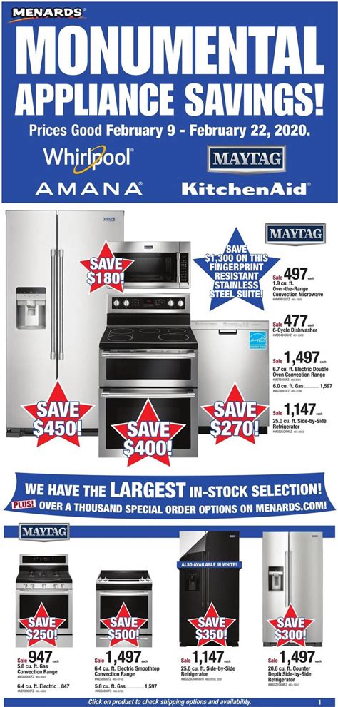 Menards Appliance Flyer Weekly Ads & Special Buys from February 9