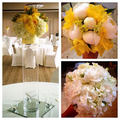 The palm beach county convention center invited us to participate in social media day which featured. yellow alstroemeria, white hydrangeas, white peonies ...