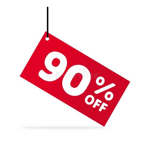 90 Off Discount Discount Offer Price Illustration Vector Discount Symbol Red Tag With White