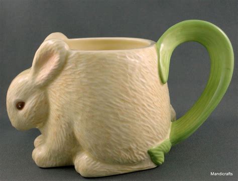Coffee Mug Hallmark Easter Bunny Figural Rabbit Hmk Lic Garden Greenery Handle Mugs Easter