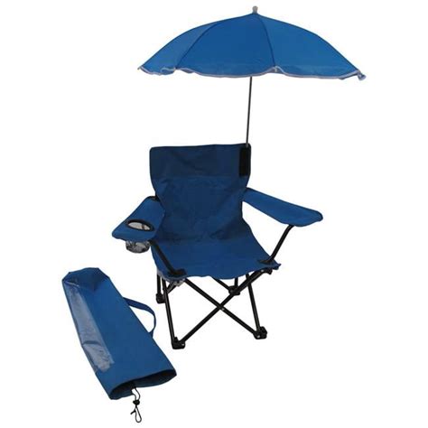Folding Camp Chair With Umbrella Blue