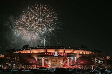 Angel Stadium Fireworks Display During Night Time Anaheim Image Free Photo