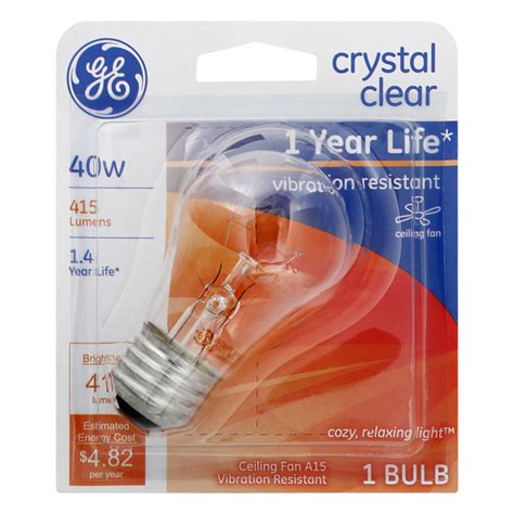 Save On Ge Ceiling Fan Vibration Resistant Light Bulb Crystal Clear 40w
