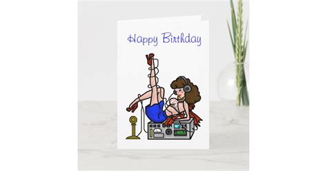 Carte Brunette Ham Radio Pin Up Girl Birthday Card Zazzlefr
