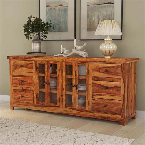 Idaho Modern Rustic Solid Wood 6 Drawer Large Sideboard Cabinet