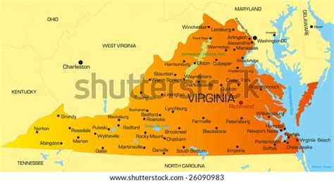 Vector Color Map Virginia State Usa Stock Vector Royalty Free 26090983