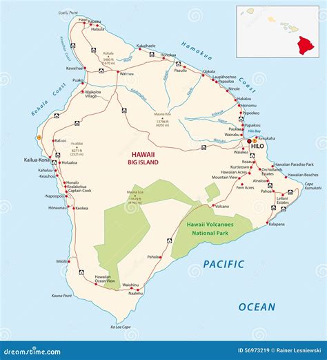 Big Island Road Map Royalty Free Stock Photo 56973219