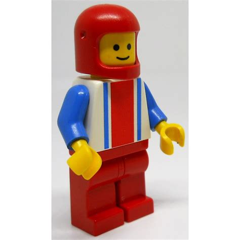 Lego Race Car Driver With Red White And Blue Striped Shirt Minifigure
