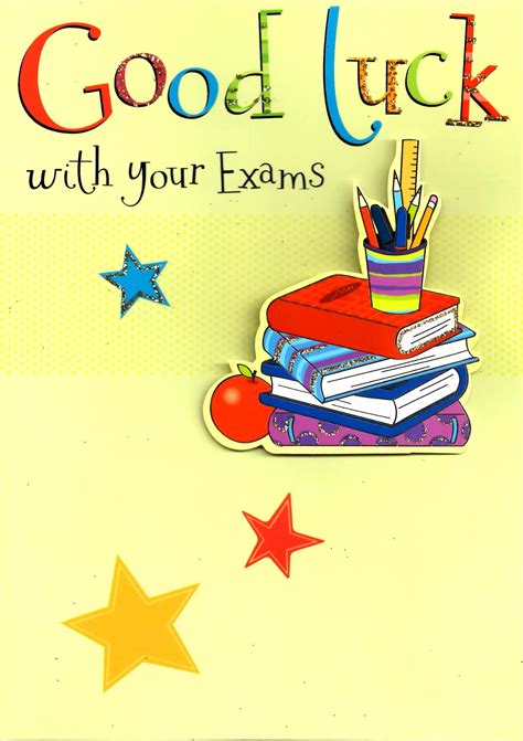 Good Luck With Your Exams Greeting Card 3d Flittered Glitter Lucky