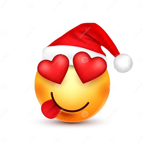 Smileyemoticon Yellow Emoji Face With Emotions And Christmas Hat