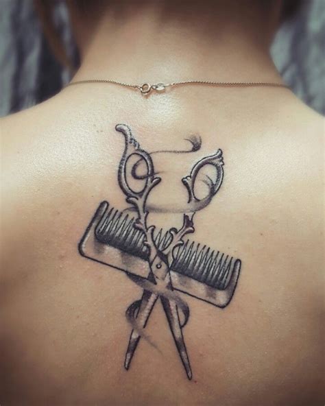 Hair Dresser Girl Tattoo Scissor And Comb Traditional Black And White