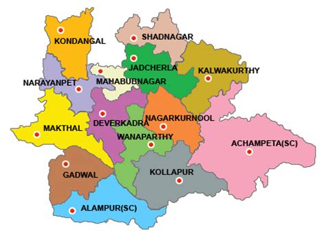 They are hyderabad, mahbubnagar, medak, nalgonda, nizamabad, adilabad. Telangana State Portal Mahabubnagar