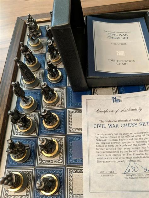 Franklin Mint Civil War Chess Set With Pewter Pieces 2054844632