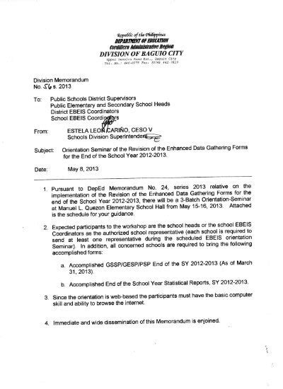 To View The Memo As PDF Deped Baguio City Division