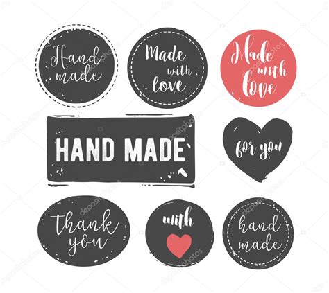 Hand Drawn Handcrafted Handmade Stamp Set And Ink Abstract Shapes