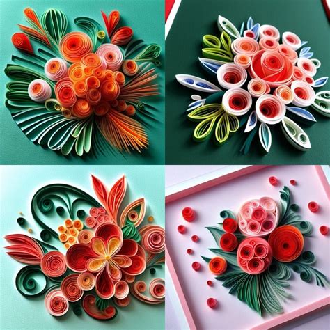 Kirigami 3d Multidimensional Paper Cut Quilling Bouquet Of Flowers