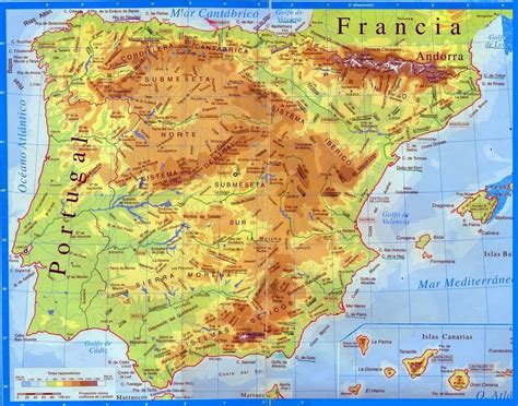 Mapa Fisico Peninsula Iberica