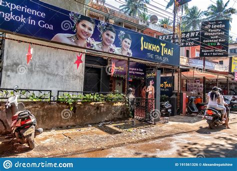 Calangute Goa India January 2 2019 Street Photo Beautiful Decorated Thai Spa And Massage