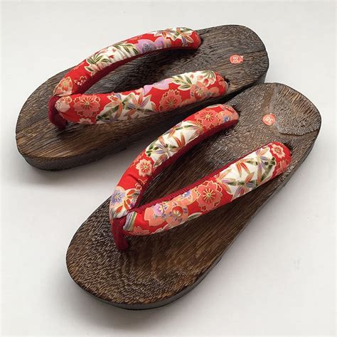 japanese style sakura floral wooden paulownia woman flip flops bathing slipper sandals clog geta