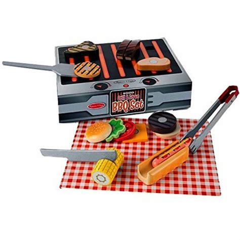 Melissa And Doug Grill And Serve Bbq Barbeque Wooden Role Play Food Playset